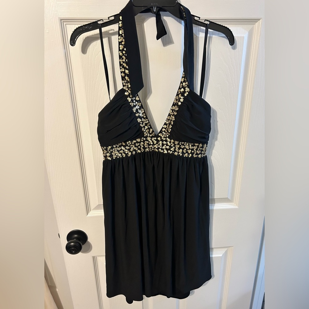 Morgan & Co. Black Dress with Gold Details